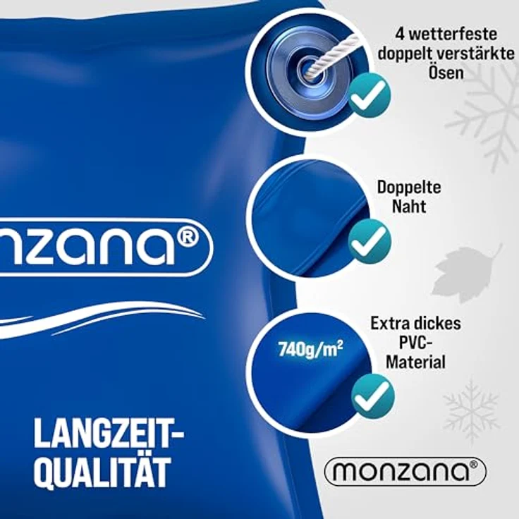 Monzana Poolkissen bis -20°C Winter XL Luftkissen XXL inkl. Seil PVC Doppelnaht Sicherheitsventil Ösen Pool Abdeckung Überwinterung – Bild 6
