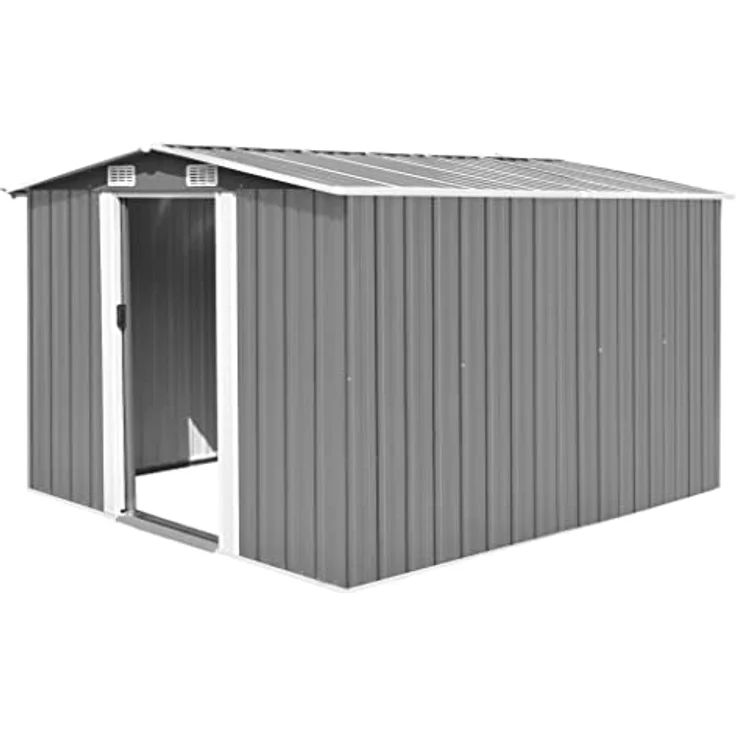 vidaXL Gerätehaus 257x298x178cm Metall Grau Geräteschuppen Schuppen Gartenhaus – Bild 1