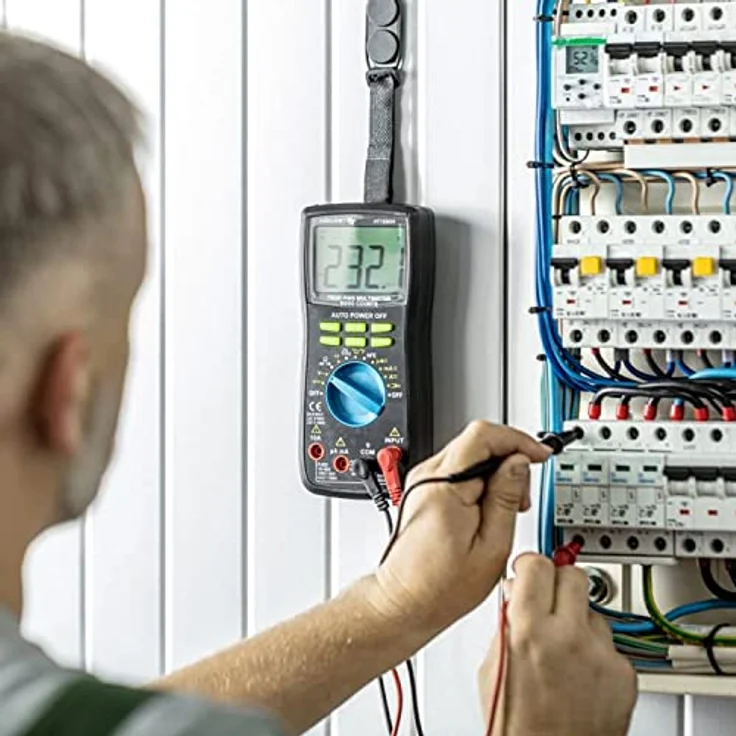 Högert Technik - Multifunktionales Digitales Messgerät I RMS I LCD-Bildschirm I Gummiummantelung I Ergonomisch und Kompakt I Inklusive Messkabel I HT1E604 – Bild 4