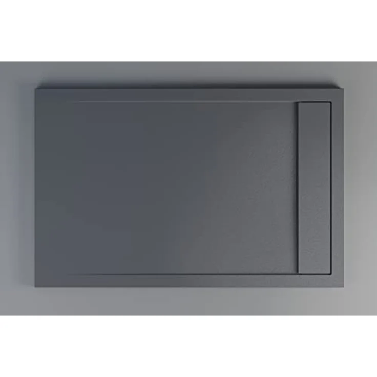 BERNSTEIN Duschtasse 140x90 cm, Mineralguss Duschwanne in Anthrazit Matt mit flacher Bauhöhe und Gefälle, rutschfest und einfach zu reinigen – Bild 2