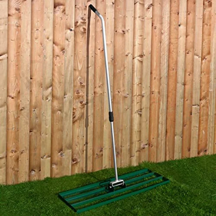 Rasenrakel 100cm x 32cm Levelingrake Rasen Rake Rakel zum Sanden Stahl Grün Flächenebener Verzinkter Stahl 1,2 – 1,9m Verlängerbarer Griff Golf Garten Werkzeug Gras Erde Kunstrasen Kompost Kopfdüngung – Bild 4