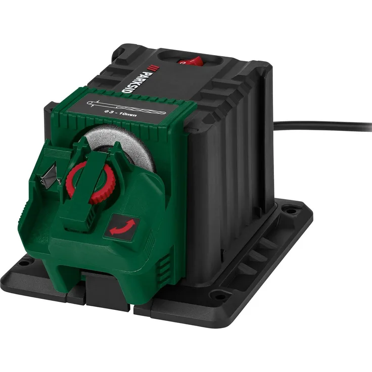 Parkside Schärfstation PSS 65 D1, Schärfgerät mit 3 Aufsätzen für Messer, Scheren und Bohrer, 65 W, diamantbeschichtete Schleifscheiben, ergonomisches Design
