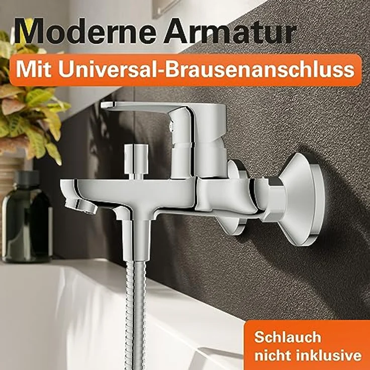 EISL Badewannenarmatur, Mischbatterie Chrom mit Brauseanschluss, Wasserhahn Badewanne mit Umsteller zwischen Wanneneinlauf und Brause, Einhebelmischer NI023CALCR, Claudio Wannenarmatur – Bild 2