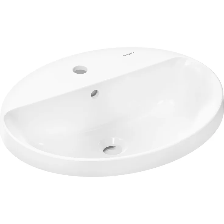 hansgrohe Xuniva D Einbauwaschtisch, 550x450mm, mit Überlauf und 1 Hahnloch, weiss