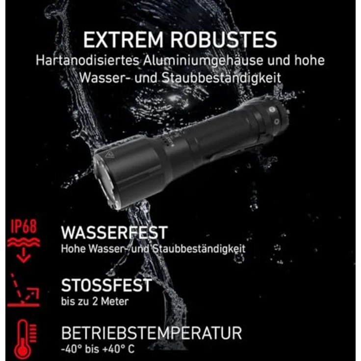 Ledlenser TT3R Taschenlampe, 1900 Lumen, IP68, USB-C, 50 h Leuchtdauer, inkl. Gürteltasche und Handschlaufe – Bild 5