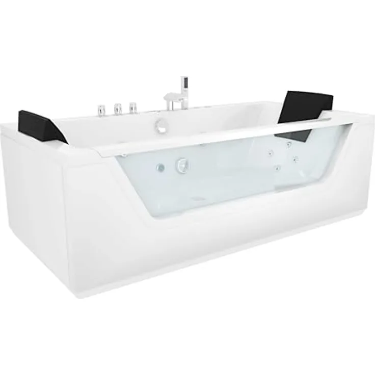 AcquaVapore Whirlpool W83R-C, 180x90x55cm, mit Reinigungsfunktion, 2-Personen, Acryl, 1100W Pumpen, Radio und Lichttherapie