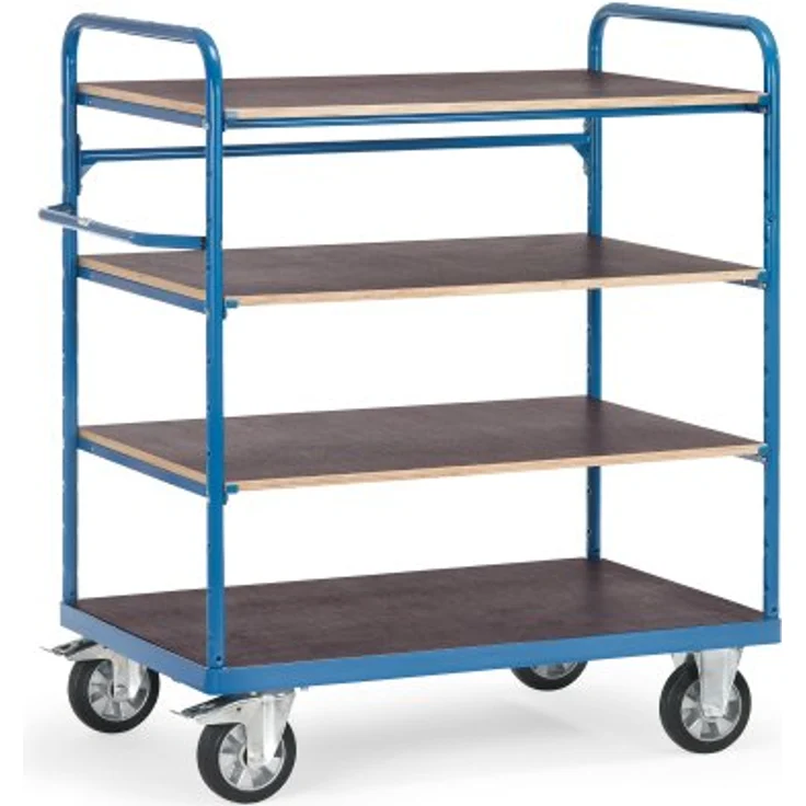Fetra Super-Multi-Vario-Transporter 18202, Transportwagen mit 1200 kg Tragkraft, pulverbeschichtet in Blau RAL 5007, 1 fester und 3 lose Böden, hochwertige Elastic-Vollgummirollen – Bild 2