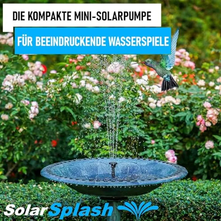 MAVURA SolarSplash Solar Springbrunnen Teichpumpe mit 6 Effekt-Aufsätzen, schwarz – Bild 2