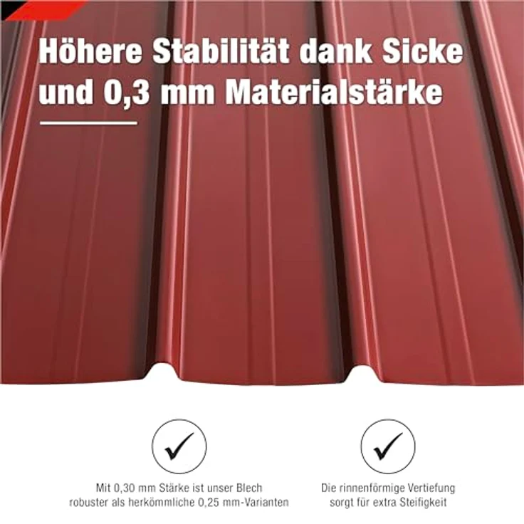 BRAVO International SMART Cover Set H12 Plus, 12 x Trapez-Abdeckblech 125 x 45 cm, 6,75 m², Stärke 0,3 mm, inkl. Schrauben, rot – Bild 7