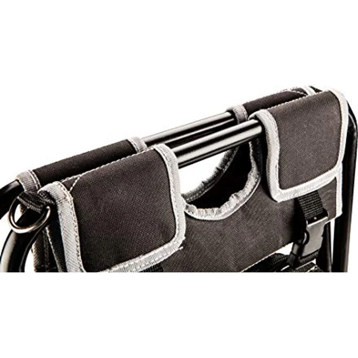 NEO TOOLS Klapphocker mit Werkzeugtasche, 6 Außentaschen, 33.8 x 33.5 x 30 cm, gepolsterter Boden, verstellbarer Schultergurt – Bild 4