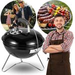 Sarcia.eu Holzkohlegrill Holzkohle-Kugelgrill mit Deckel, 37x37x44 cm, auf Beinen, Schwarz