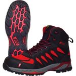 AS Arbeitsschutz NITRAS PRO STEP MID, Sicherheitsstiefel S1P, halbhoch, strapazierfähiges Textil, schwarz / rot, widerstandsfähige Nitril/EVA-Laufsohle, Fiberglas-Zehenkappe, durchstichhemmende Zwischensohle