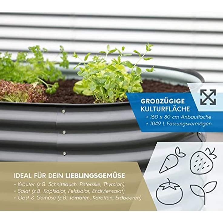Westmann Metall Hochbeet Grow Faster anthrazit 160 x 80 x 82 cm – Bild 6