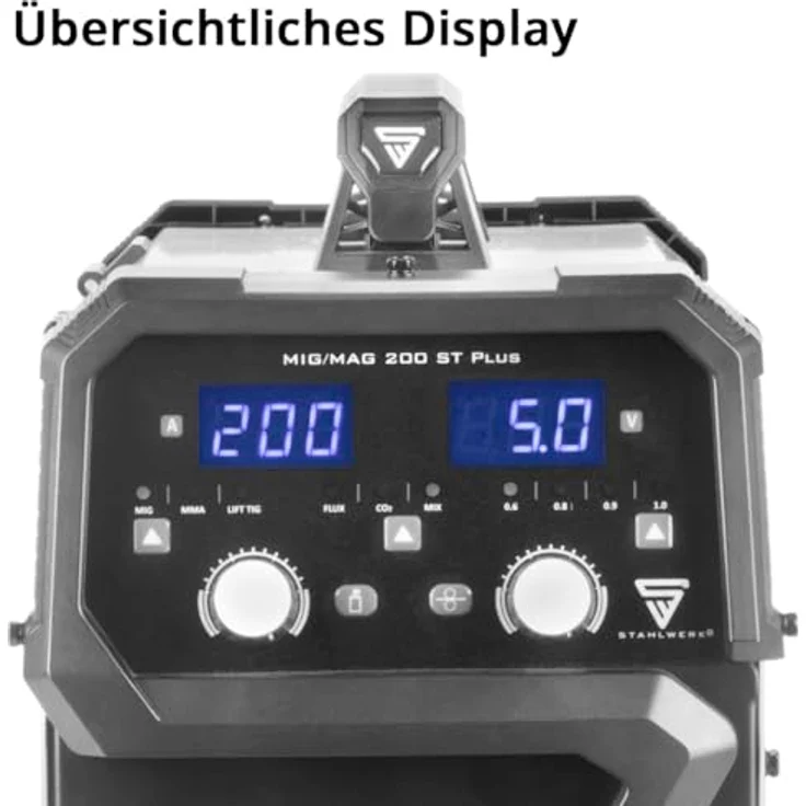 STAHLWERK Schutzgasschweißgerät Schweißgerät MIG MAG 200 ST PLUS, IGBT Inverter mit 200 A synergischem Drahtvorschub, blau – Bild 3