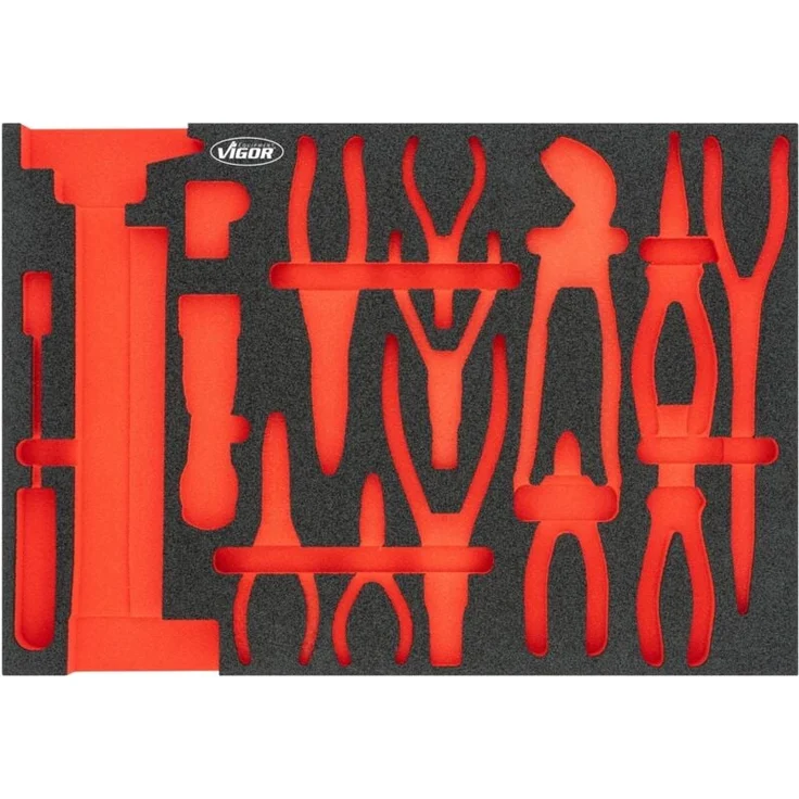 Vigor Weichschaum-Einlage, leer, 2K-System, für Werkzeugorganisation, Maß L (563 x 393 x 35 mm)