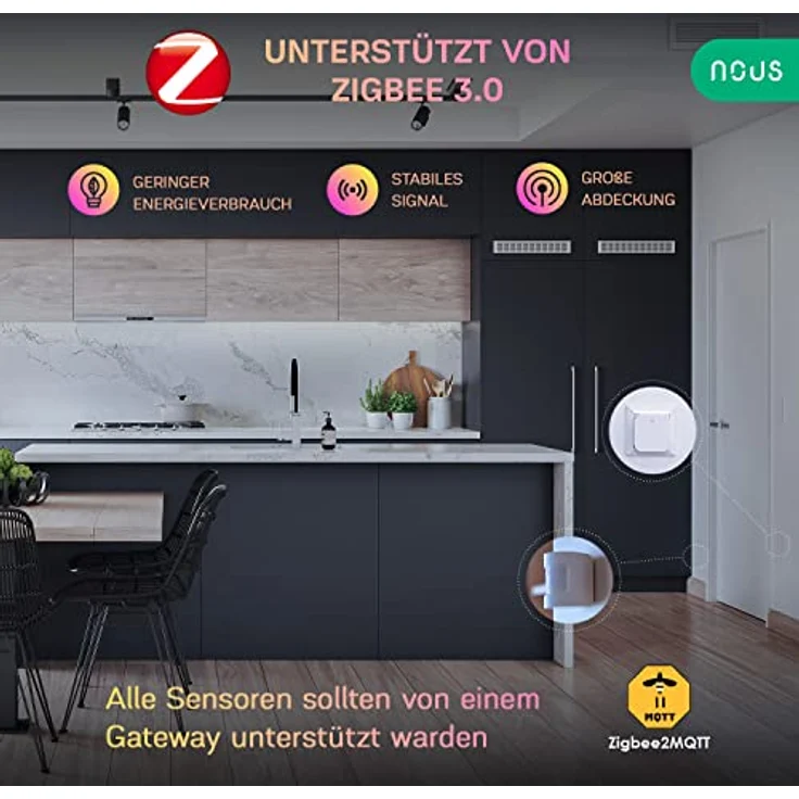 NOUS E2 ZigBee Bewegungsmelder, Bewegungssensor, Motion Sensor, Bewegungsmelder Alexa, Smart Bewegungsmelder, Smart Home, Sensor, ZigBee 3.0, MQTT, ZigBee2MQTT, Smart Life/Tuya App – Bild 4