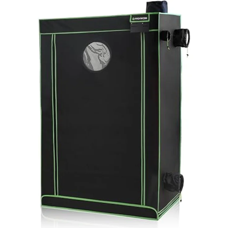 HIGHWERK Growzelt 60 x 120 x 180 cm, indoor Growschrank mit 99,9% Lichtundurchlässigkeit, schwarz-grün, wasserfester Bodeneinsatz, einfache Montage – Bild 3