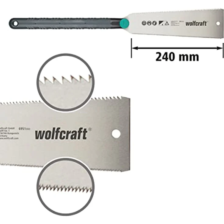 wolfcraft Japansäge 6951000 beidseitig verzahnte Ryoba Handsäge ideal für die Bearbeitung von Holz und Kunststoff 240mm Sägeblatt – Bild 3