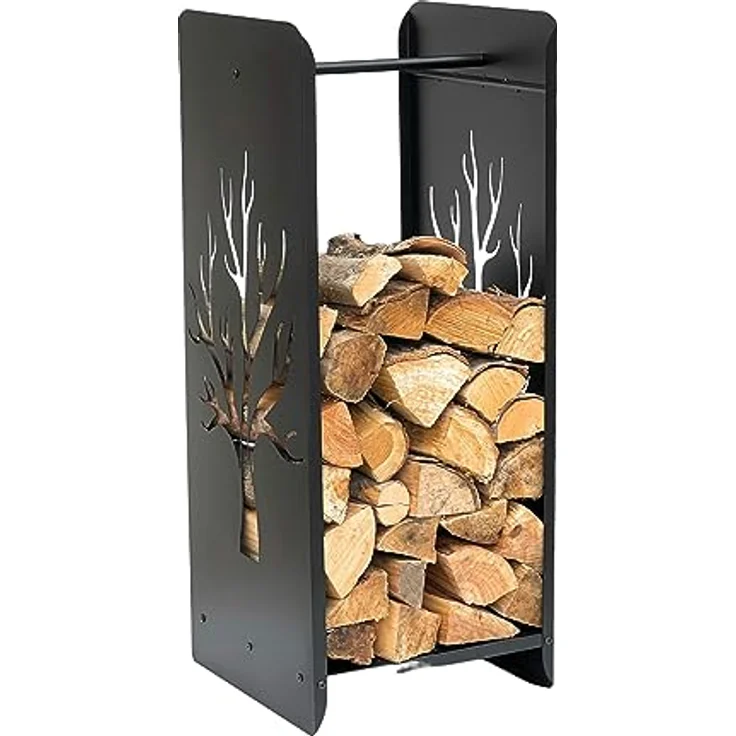 DanDiBo Kaminholzregal 10-1470, stabiler Kaminholzständer aus pulverbeschichtetem Metall, schwarz, 100 cm hoch – Bild 4