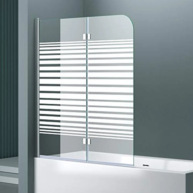 doporro 120x140 cm Design-Duschwand für Badewanne Badewannenaufsatz Duschabtrennung 6mm ESG-Sicherheitsglas inkl. NANO-Beschichtung Badewannenfaltwand – Bild 2