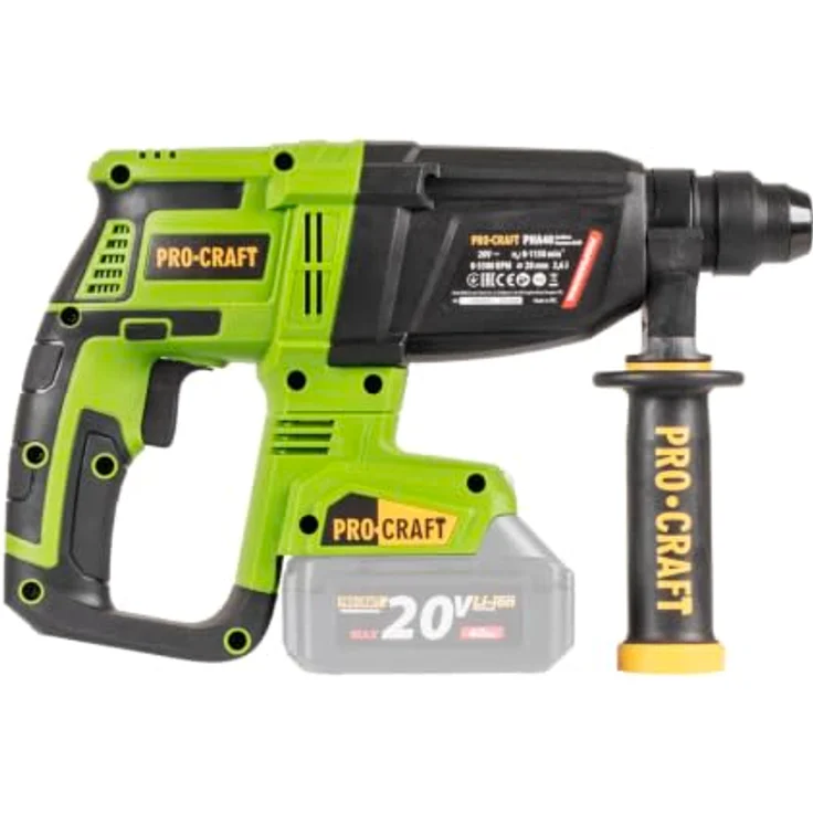 Procraft PHA40bb-c Akku Bohrhammer 20 V, 2,6 J, SDS plus Brushless, inkl. 1x Akku 2,0 Ah, Koffer - ohne Ladegerät – Bild 6