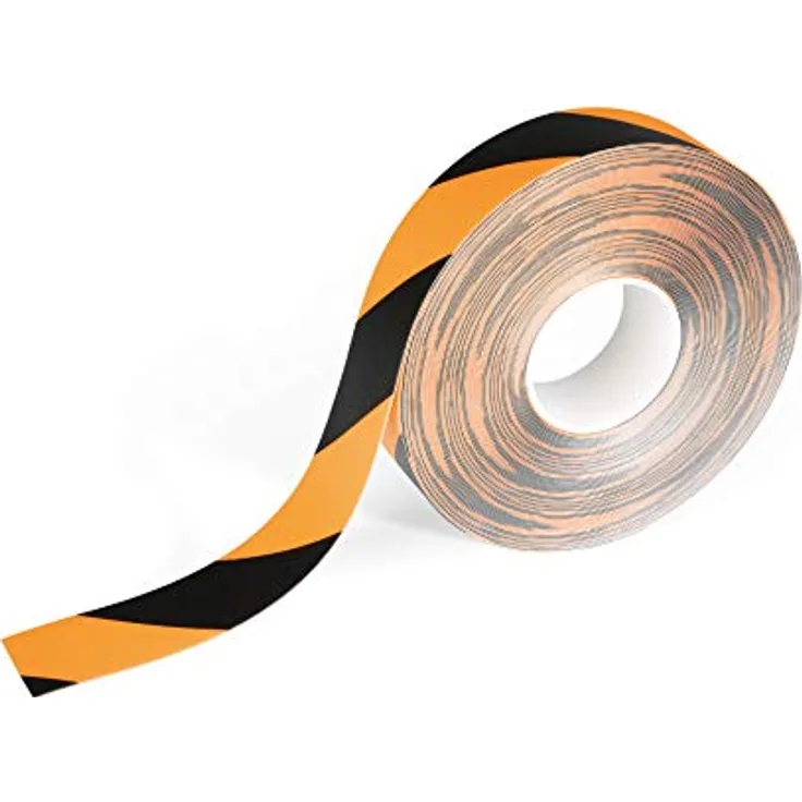 Durable Bodenmarkierungsband Duraline, zweifarbig, selbstklebend und wiederablösbar, 50 mm x 0,5 mm x 15 m, gelb/schwarz, 1043130