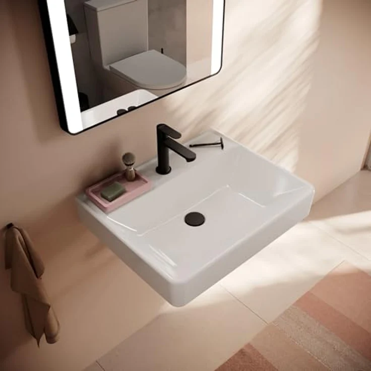 hansgrohe Xanuia Q Waschtisch, Waschbecken mit Hahnloch, ohne Überlauf, 600x480mm, weiss glänzend – Bild 5
