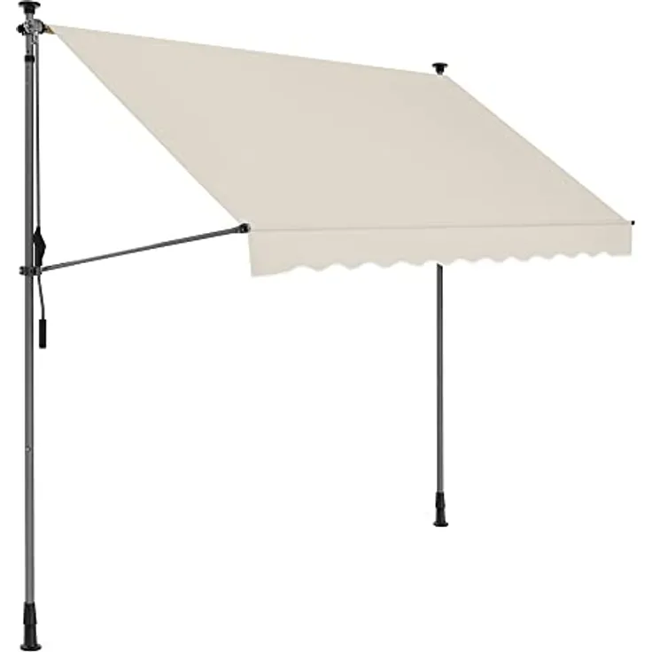 SONGMICS Klemmmarkise, 300 x 130 cm, Balkonmarkise, höhenverstellbar, mit Handkurbel, Sonnenschutz, für Balkon, Terrasse, Garten, beige GSA313M02