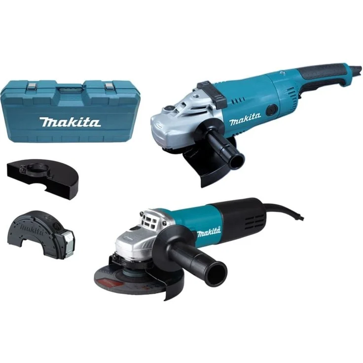 Makita Winkelschleifer-Set DK0054G, inkl. Zubehör und Transportkoffer, 840/2200 W, Schleifscheibendurchmesser 125 mm/230 mm – Bild 1