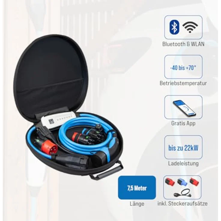 NRGkick Set Optimal mit WLAN, Bluetooth mobile Ladestation (bis 22 kW) mit Typ 2-Ladekabel 7,5 m – Bild 2