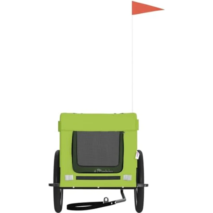 vidaXL Hunde-Transportbox Fahrradanhänger Hunde Grün und Schwarz Oxford-Gewebe und Eisen, Robuster Rahmen und Komfortables Design – Bild 5