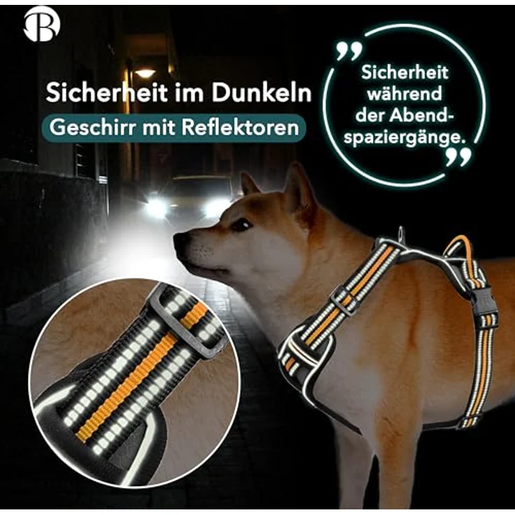 bluzelle Hundegeschirr für kleine Hunde, Reflektierendes Brustgeschirr mit GPS Tracker Tasche, Anti-Zug Hundeweste, Atmungsaktiv, Grau – Bild 4