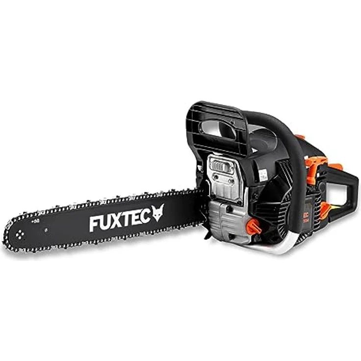 FUXTEC Benzin Kettensäge FX-KSP354 – Motorsägen Leisatung 2,2KW/ 54ccm Hubraum & EASY-Start – Schwertlänge 18 Zoll – Gewicht von 5,47Kg / Notstopp-Kippschalter – Bild 1