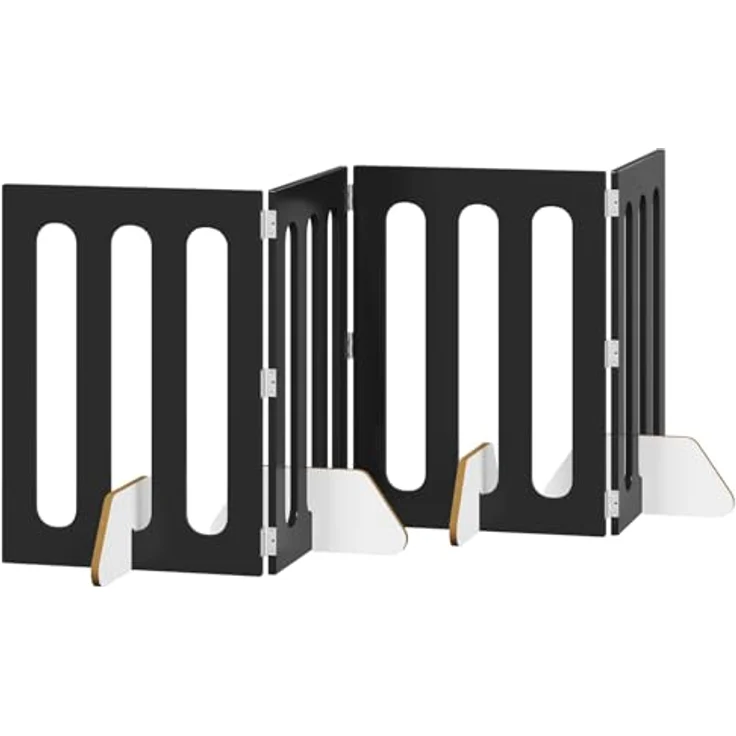 vidaXL Faltbarer Haustierzaun, 4-teilig, schwarze Eiche, flexibel faltbare Paneele, 201 x 38 x 70 cm, kein Bohren erforderlich – Bild 1