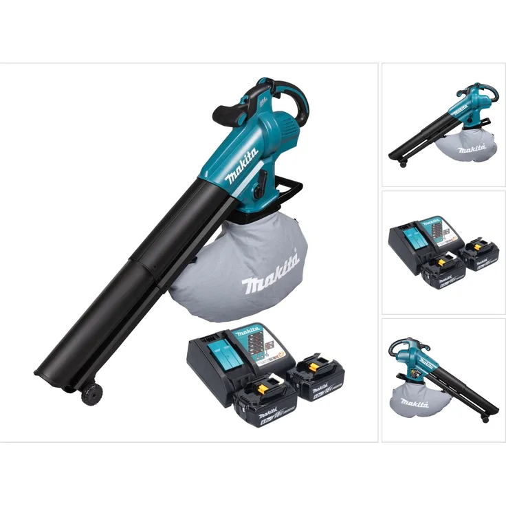 Makita DUB 187 RG2 Akku Laubbläser und Laubsauger 18 V Brushless + 2x Akku 6,0 Ah + Ladegerät, leistungsstark mit bürstenlosem Motor