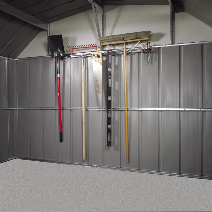 Spacemaker Werkzeugleisten-Set, 8-teilig, silber, rostresistent mit 2 Werkleisten und 6 Haken