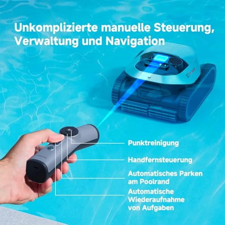 DREAME Poolroboter Z1 Pro, kabelloser Reinigungsroboter mit Hightech-Poolerkennung, 4 Reinigungsmodi und 180 μm-Filter für Pools bis 200 m² – Bild 5