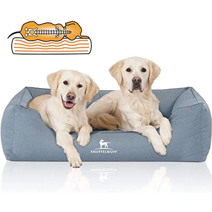 Knuffelwuff Orthopädisches Wasserabweisendes Hundebett Leon XL 105 x 75cm Hellblau – Bild 1