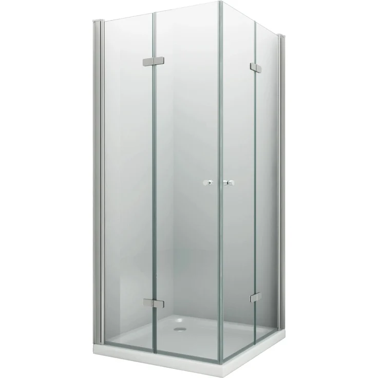 Glasdeals Duschkabine CLAP 90 x 75 x 195 cm, Pendeltür aus 8 mm ESG, rahmenlos, ohne Duschtasse