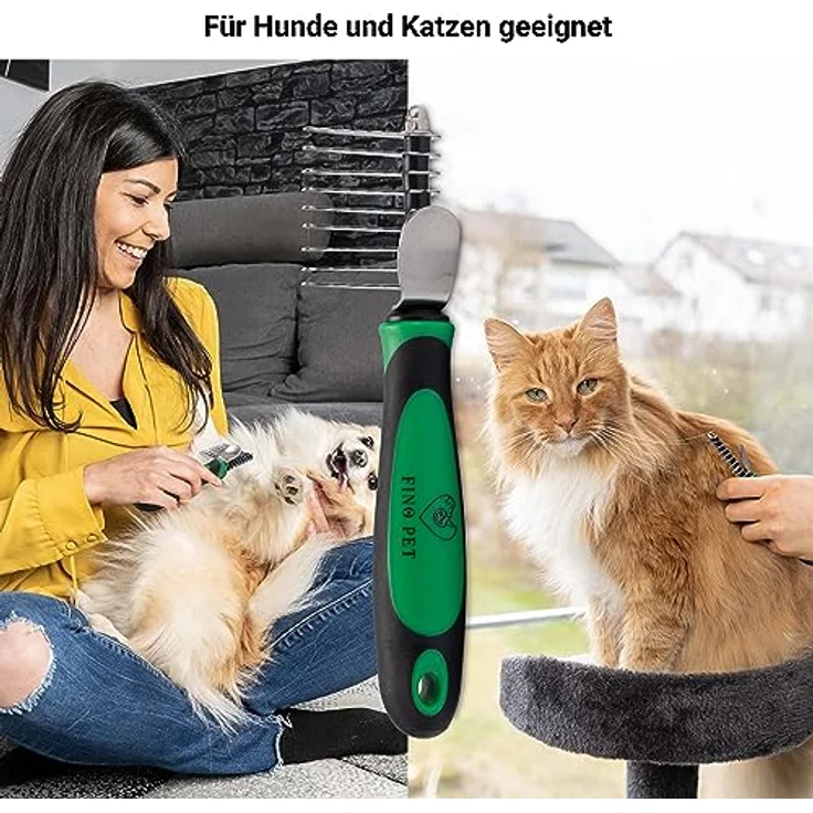FinoPet Entfilzungskamm als Hundekamm/Katzenkamm, Harkenkamm als Fellentwirrer, Hundebürste/Katzenbürste, Entfilzungsmesser, Entfilzer für Knoten, Verfilzungen, Schmutz und Unterwolle, Striegel, Kamm – Bild 3