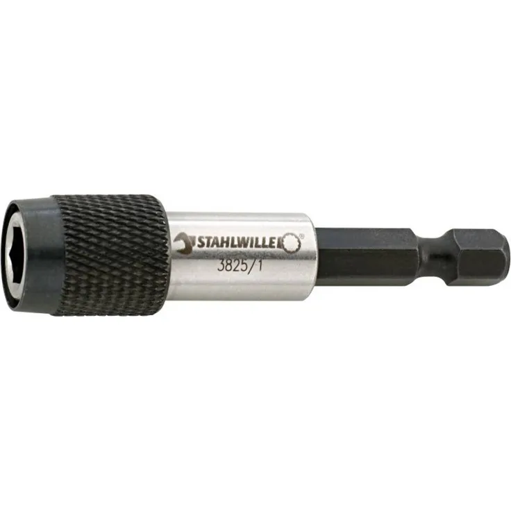Stahlwille 3825/1 BIT-HALTER 38250002, Schnellwechselhalter für Außensechskant 1/4", DIN 3126/ISO 1173 Form C 6,3, 62mm Länge