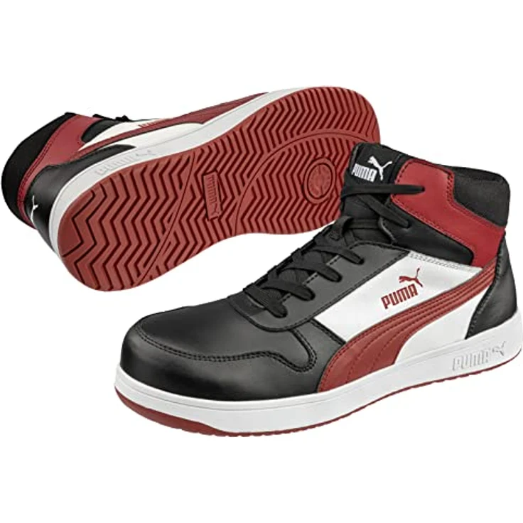 PUMA Safety FRONTCOURT BLK/WHT/RED MID S3 Sicherheitsschuh mit Fiberglaskappe und rutschfester, hitzebeständiger Laufsohle – Bild 7