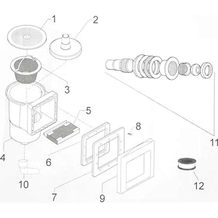 HAF Einbauskimmer Komplett Set Weiß, für Stahlwandbecken, inkl. Einlaufdüse und Schlauchanschluss 32mm & 38mm, aus langlebigem ABS-Kunststoff – Bild 8