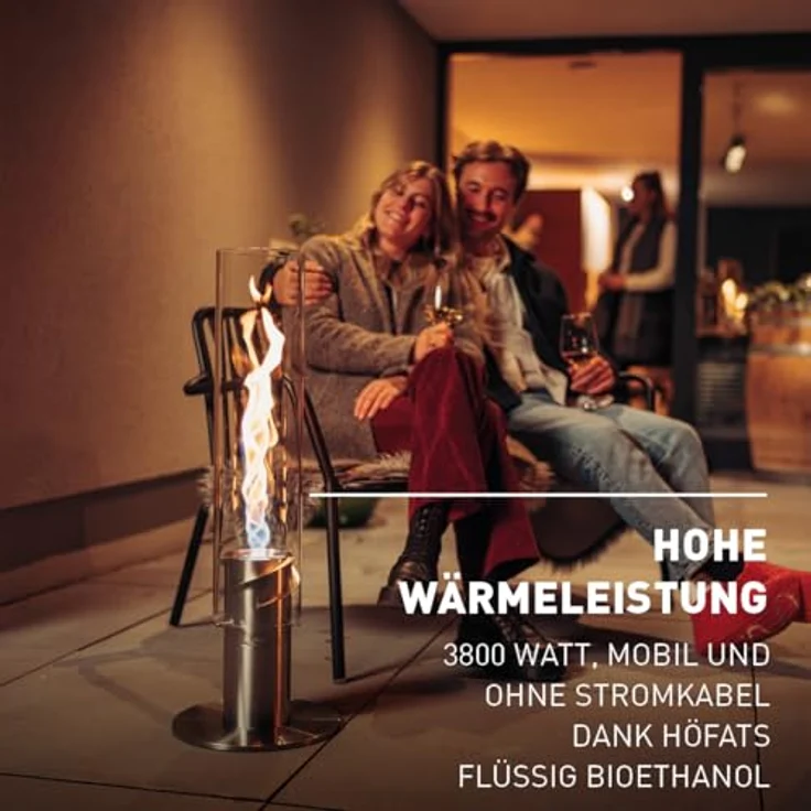 höfats - Spin 1500 Silber NEUES Modell mit verlängerter Brenndauer und innovativer Brenntechnologie - flüssig Bioethanolkamin, Edelstahl Tischfeuer für Indoor und Outdoor – Bild 3