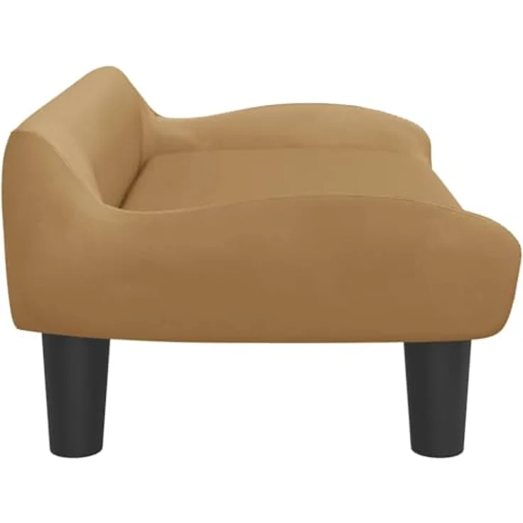 vidaXL Hundekorb Hundebett Braun 70x40x24 cm Samt Körbchen Hundesofa mit massivem Kiefernholzrahmen und 50 kg Tragfähigkeit – Bild 4