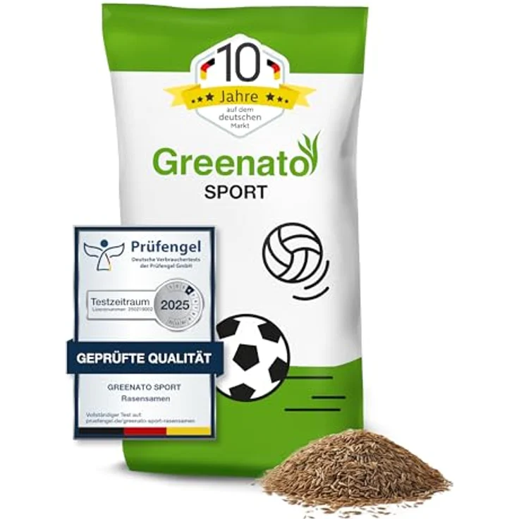 Greenato Rasensamen Greenato Sport 30kg - Schnellkeimend, ideal für Mähroboter, extra robust, für Neuansaat und Nachsaat, reicht für 1200 m² – Bild 1