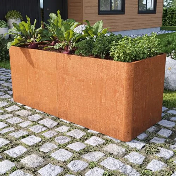 GFP PRIMEYARD Cortenstahl Hochbeet Mario 200x80x60 cm, Rost-Optik, wetterfest & langlebig - Preisvergleich – Bild 2