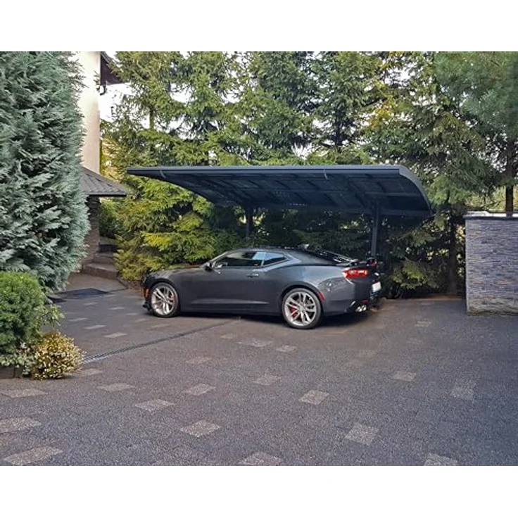 Palram Canopia Carport Bausatz Arizona Wave 495 x 289cm, Einzelcarport aus rostfreiem Aluminium mit Polycarbonat-Dach in Anthrazit, witterungsbeständig und wartungsfrei – Bild 3