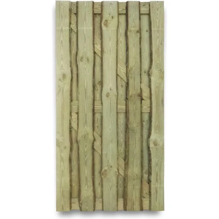 WOODTEX Sichtschutzzaun, 180x180 cm aus massiver Lärche, rustikale Optik, gerade Bretter, dunkles Grün