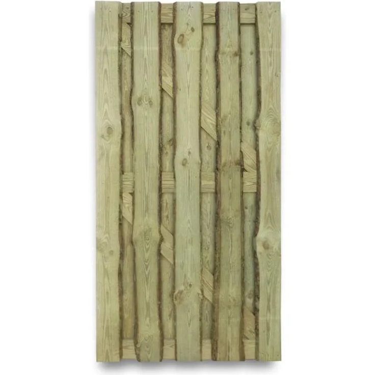 WOODTEX Sichtschutzzaun, 180x180 cm aus massiver Lärche, rustikale Optik, gerade Bretter, dunkles Grün